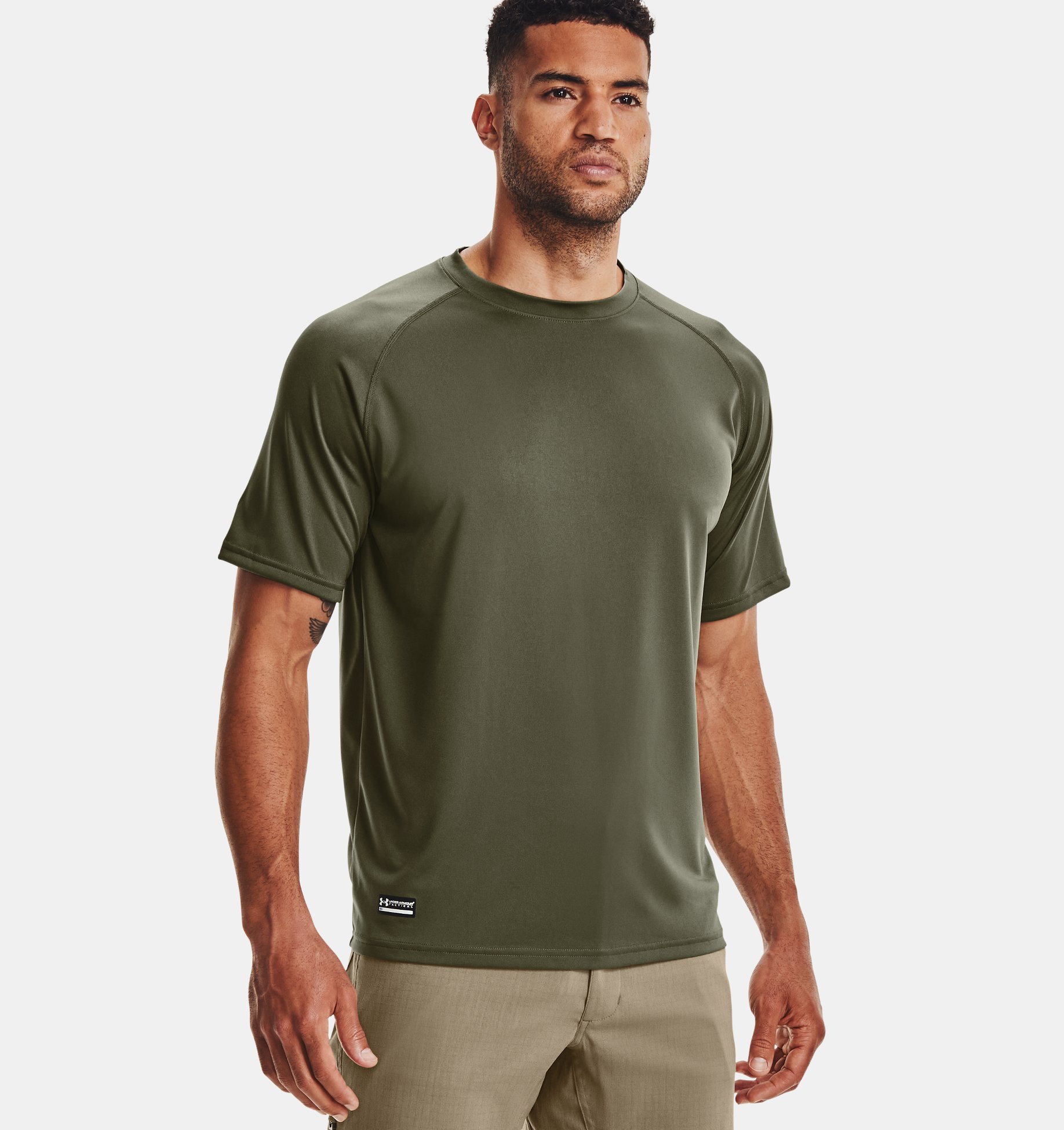 Under Armour Compression Short Sleeve T-Shirt Camo Green Army Sport Fitness 